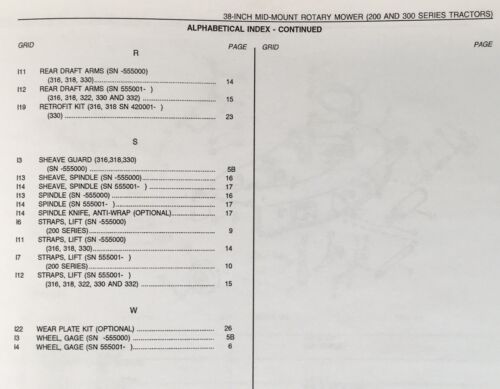 Parts Manual For John Deere 200 210 212 214 Lawn Mower Garden Tractor  Catalog 