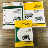 Service Manual Set For John Deere 430 Tricycle Tractor Parts Operators 140001-Up