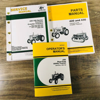 Service Manual Set For John Deere 430 W Row-Crop Tractor Parts Operators 1400-Up