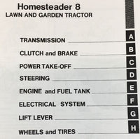 Allis Chalmers Homesteader Lawn & Garden Tractor Service Manual Parts Operators