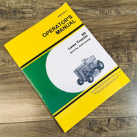 Operators Manual For John Deere 60 Lawn Tractor Owners Book S/N 20001-25000 JD