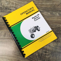 Operators Manual For John Deere 40 Series Tricycle Tractor Owners Book 40T