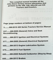 Service Parts Operators Manual Set For John Deere 330 Standard & Utility Tractor