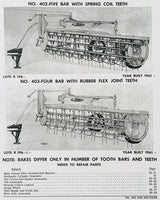 NEW IDEA 402 5 BAR 403 4 BAR PARALLEL SIDE RAKE OPERATORS MANUAL PARTS CATALOG