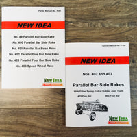 NEW IDEA 402 5 BAR 403 4 BAR PARALLEL SIDE RAKE OPERATORS MANUAL PARTS CATALOG