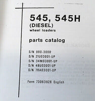 FIAT ALLIS CHALMERS 545 545H DIESEL WHEEL LOADER PARTS MANUAL CATALOG ASSEMBLY