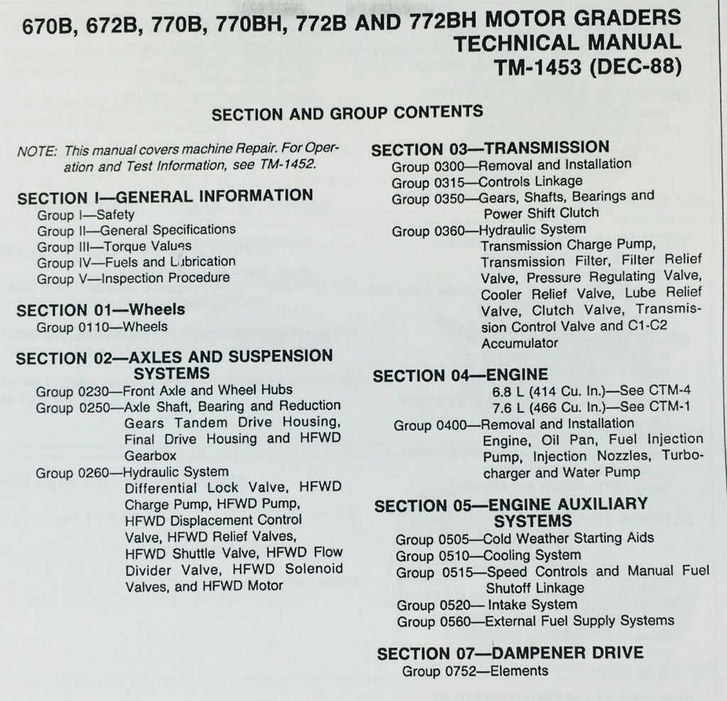 SERVICE OPERATIONS AND TESTING MANUAL FOR JOHN DEERE 670B 672B