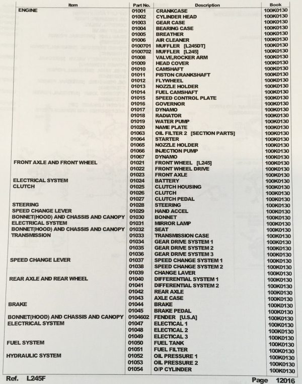 Kubota L245F Tractor Parts Assembly Manual Catalog Exploded Views Numbers 2Wd - Image 2