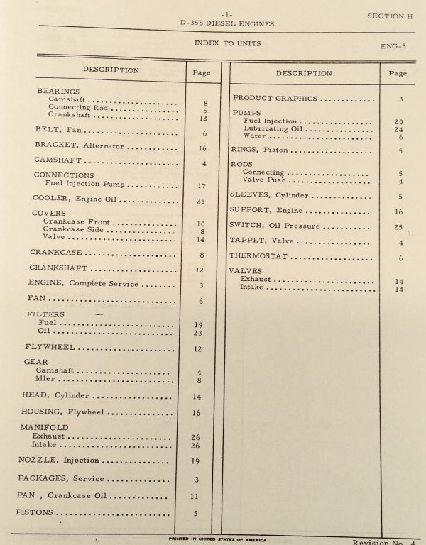 International Model D-358 Diesel Engine 6 Cylinder Parts Manual Catalog Book - Image 2