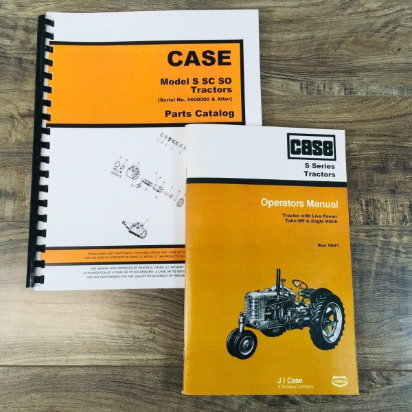 Case S SC SO Tractor Parts Operators Manual Set SN 5600000-After Catalog Owners