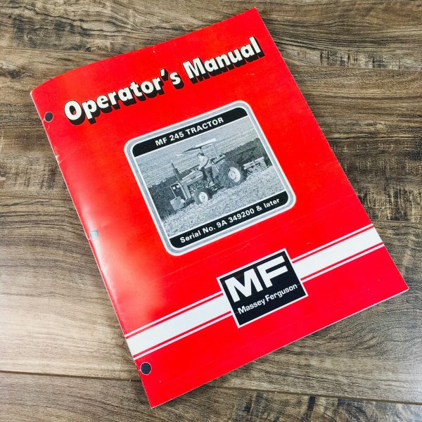 Massey Ferguson 245 Mf245 Tractor Operators Manual Owners Book Maintenance