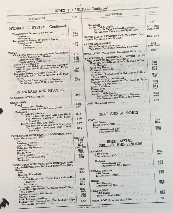 Farmall International 340 Tractor Parts Operators Manual Set Catalog Book - Image 6