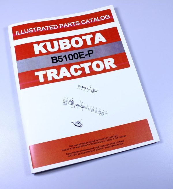 Kubota B5100E-P Tractor Parts Assembly Manual Catalog Exploded Views Numbers