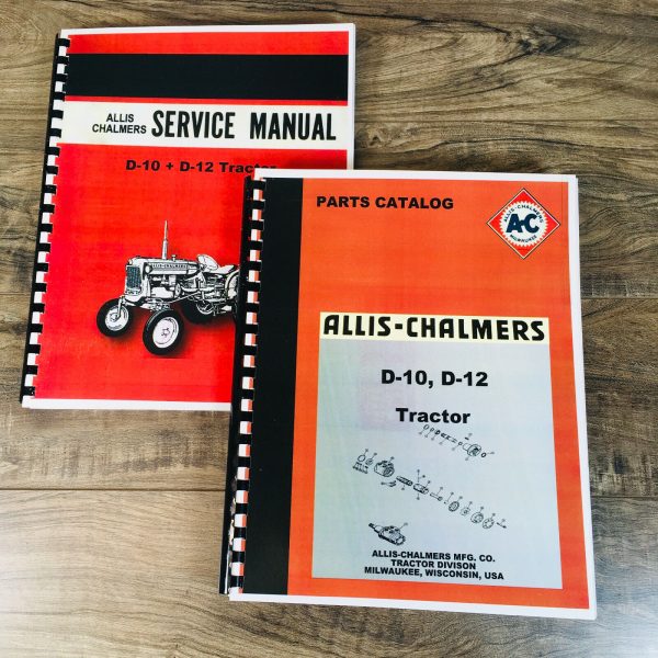 Allis Chalmers D-10 D-12 Tractor Service Manual Parts Catalog Set Shop Book