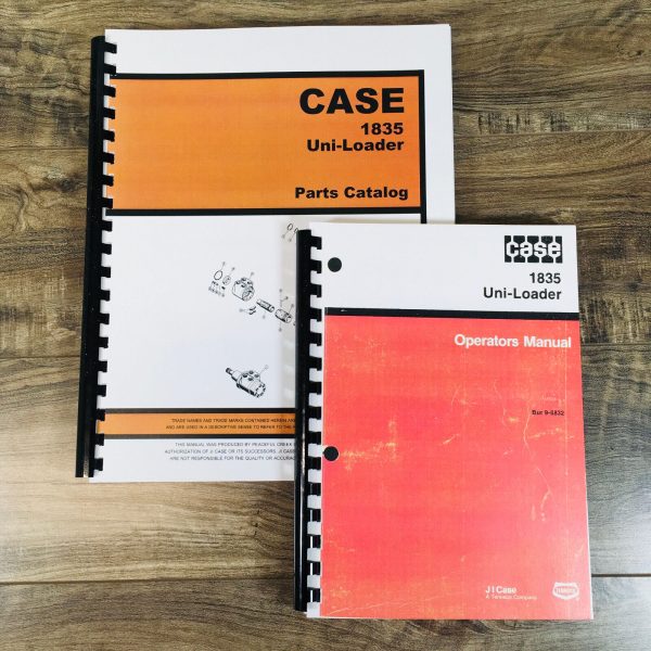 Case 1835 Skid Steer Uni-Loader Manual Parts Catalog Operators Owners Book Set