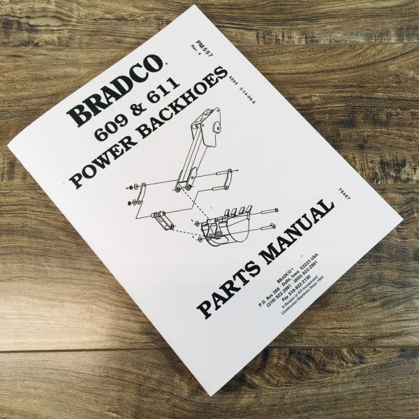 Bradco 609 & 611 Power Backhoes Parts Manual Catalog Book Assembly Schematics