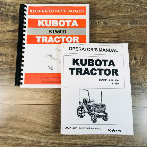 Kubota B1550D B1550 4Wd Tractor Parts Manual Catalog Operators Owners Book Set