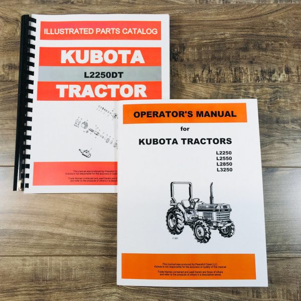 Kubota L2250Dt Tractor Operators Owners Manual Parts Catalog Set Book