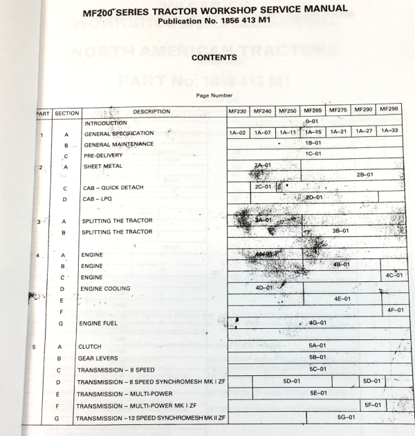 Massey Ferguson MF 270 Tractor Service Parts Manual Repair Shop Set Catalog Book - Image 2