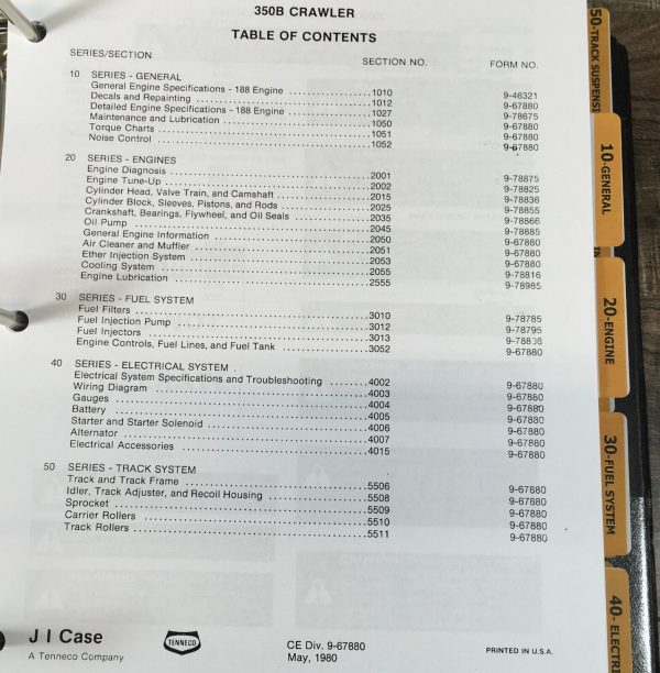 Case 350B Crawler Dozer Loader With Backhoe 26D Service Manual Parts Catalog Set - Image 3