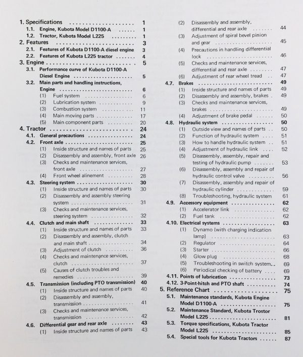 Kubota L225 Tractor Service Repair Shop Manual Parts Catalog Assembly Numbers - Image 2