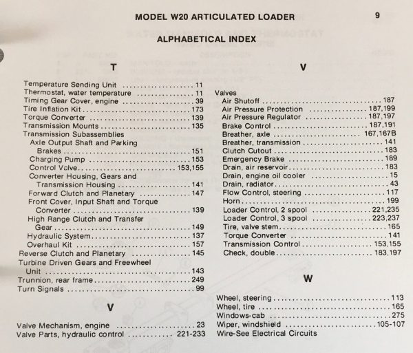 Case W20 Wheel Loader Service Manual Parts Catalog Repair Set S/N 9123140-UP - Image 7