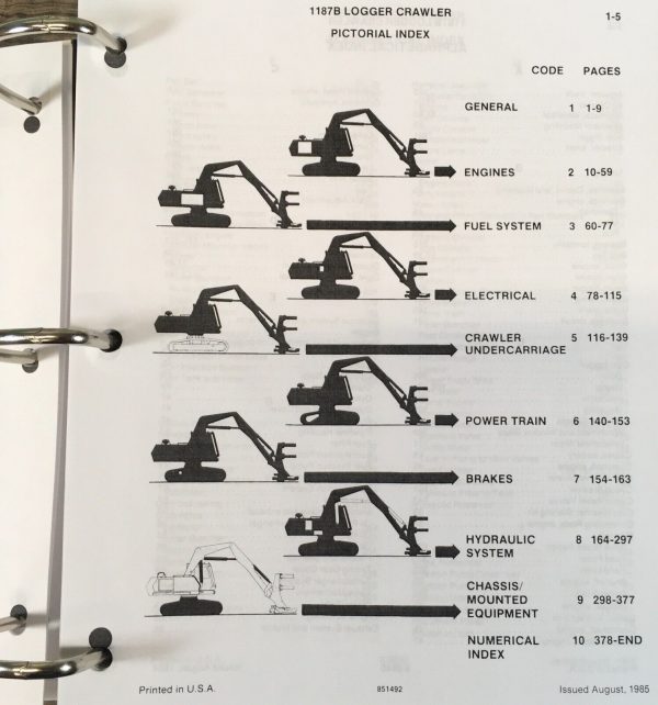 Case 1187B Feller Buncher logger Crawler Service Manual Parts Operators Set Book - Image 11