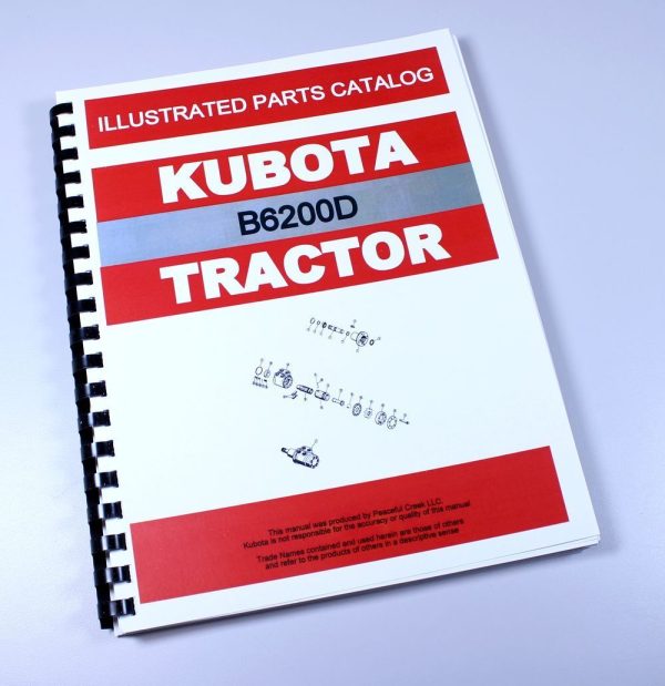 Kubota B6200D Tractor Parts Assembly Manual Catalog Exploded Views Numbers