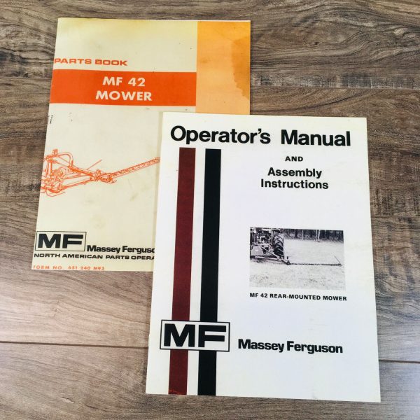 Massey Ferguson 42 Rear Mounted Mower Parts Operators Manual Set Owner