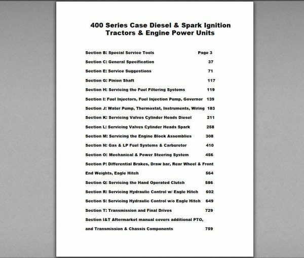 Case 405 410 411 412 Tractor Service Manual Parts Catalog Repair Workshop Book - Image 2