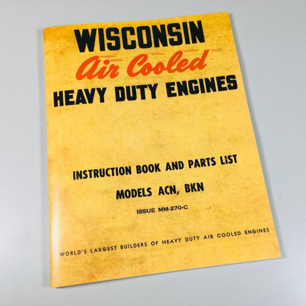 Wisconsin Acn Bkn Engine Service Repair Instruction Operators Parts Manual Book