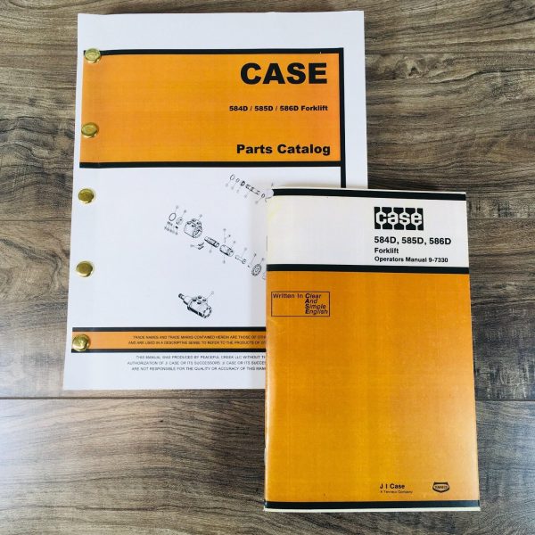 Case 584D 585D 586D Forklift Parts Catalog Operators Manual Owners Set