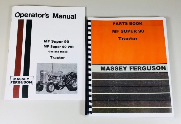 Massey Ferguson Mf Super 90 Tractor Parts Catalog Operators Manual Set