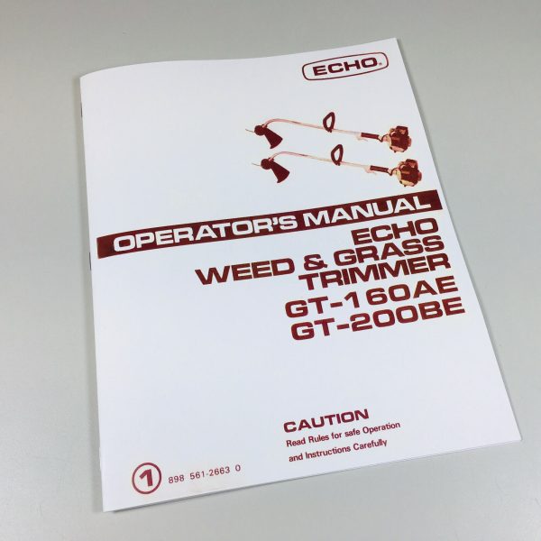 Echo Gt-160Ae Gt-200Be Weed Grass Trimmer Operators Owners Manual Maintenance