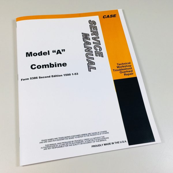 Case Drott Model A Combine Service Repair Manual