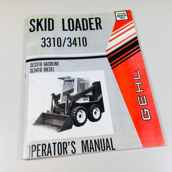 Gehl Hl 3310 3410 Sl3310 Sl3410 Skid Loader Skid Steer Owner Operators Manual