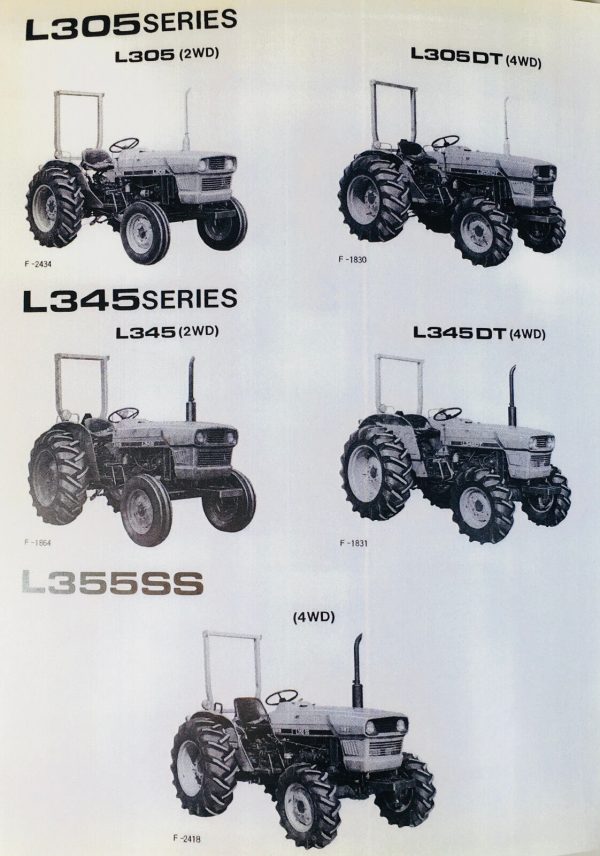 Kubota L305 L305Dt Tractor Operators Owners Manual Parts Catalog Set 4Wd 2Wd - Image 6