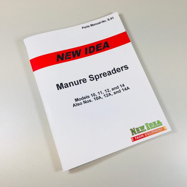 New Idea 10 11 12 14 10A 12A 14A Manure Spreader Parts Manual Catalog