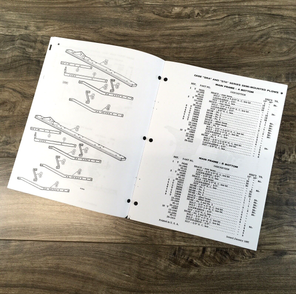 Case SRA & STA Series Semi-Mounted Tractor Plow Parts Manual Book 3 4 5 Bottom - Image 3