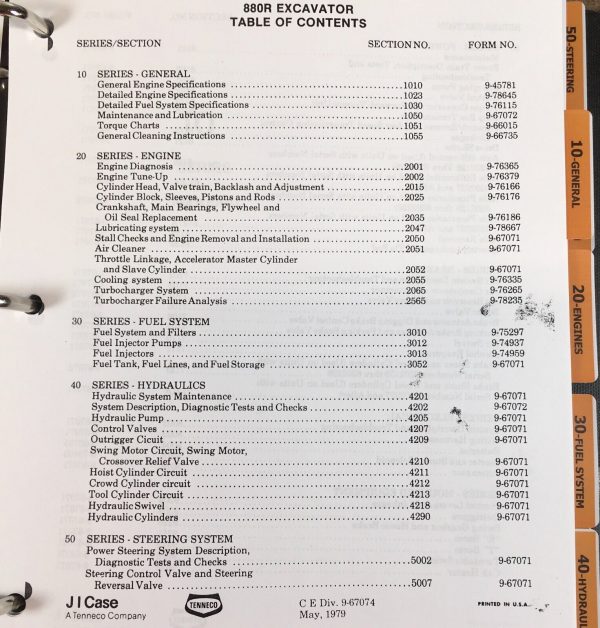 Case 880R Excavator Service Manual Parts Catalog Repair Shop Set Catalog Book - Image 3