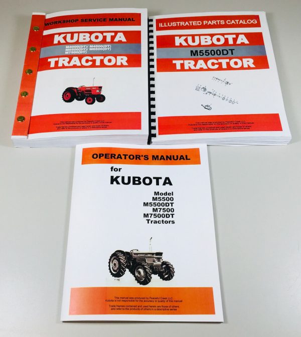 Kubota M5500 Dt Tractor Workshop Service Parts Operators Workshop Manual Set