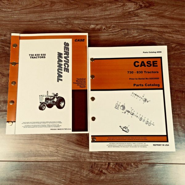 Case 730 830 Tractor Service Repair Shop Manual Parts Catalog S/N Before 8253500