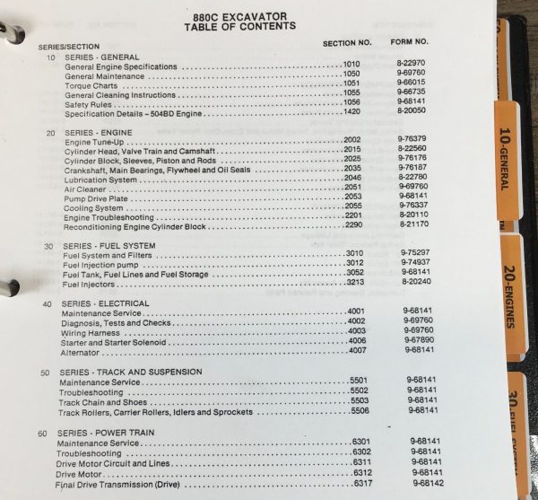 Case 880C Excavator Service Manual Parts Catalog Operators Owners Repair Set - Image 3