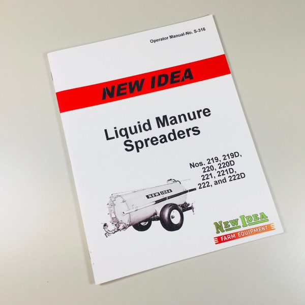 New Idea 219 219D 220 220D Liquid Manure Spreader Operators Owners Manual