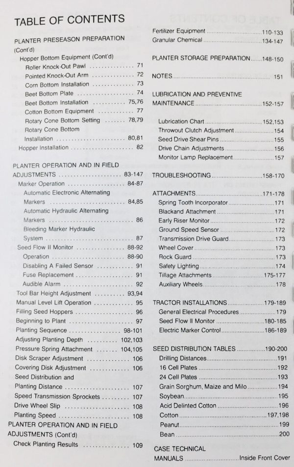 Case Ih 900 Plate Type Unit Trailing Planter Operators Owners Manual W Tables - Image 3