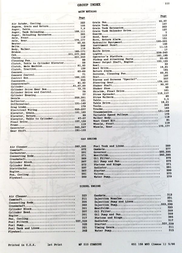 Massey Ferguson 510 Combine Parts Operators Manual Set SN Prior to 1201 003 653 - Image 5