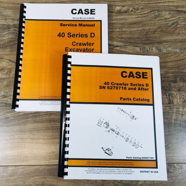 Drott Case 40D Crawler Excavator Service Manual Parts Catalog Operators Set