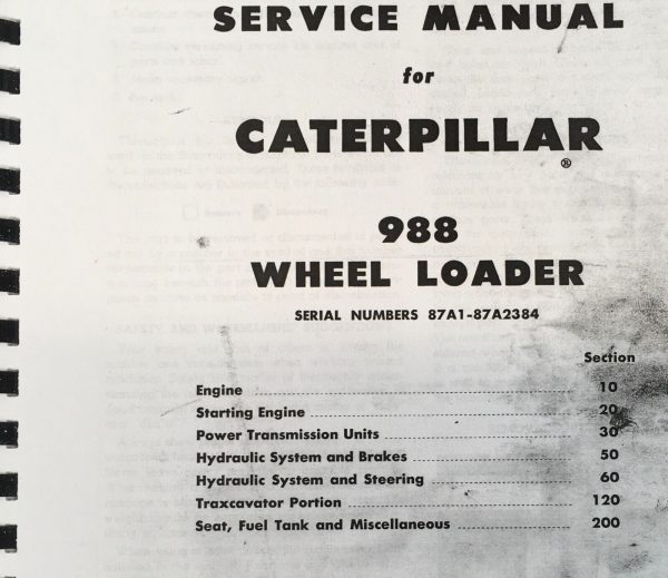 Service Manual For Caterpillar 988 Wheel Loader Technical Workshop 87A1-8742384 - Image 2