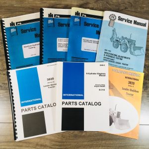 International 3820A Backhoe Loader Tractor Service Parts Operators Manual Set