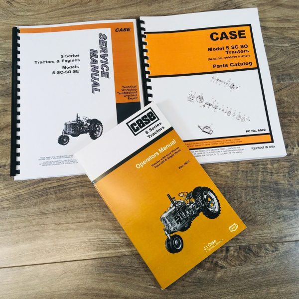 Case S SC SO Tractor Service Manual Parts Catalog Operators Set SN 5600000-After